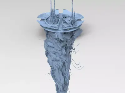 Sci fi Winter Island floating 4  3D model