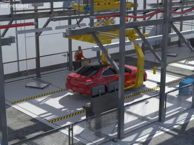  Automatic Toyota Body Line and Worker 