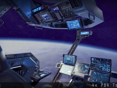 Sci Fi Fighter Cockpit 4 Low-poly 3D model