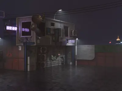 Night street 3D model purchase