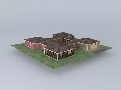Courtyard house 2322 Free 3D model