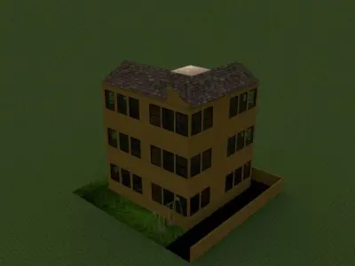 2-floor tall beutiful goldern brown building code - 105 Free 3D print model