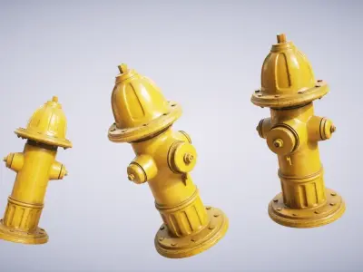 Hydrant Yellow Low-poly 3D model