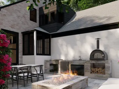 3D Exterior Scene 3D model design garden and landscape 3D 3D model