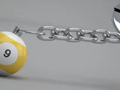 9 Snooker Ball with Keychain 3D model