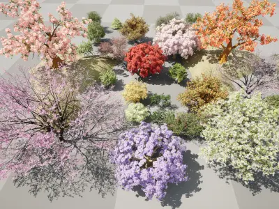 Flowering Trees 3d Pack 3D model