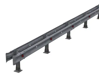 Road guard rails set 3D model