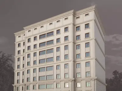Building with stone facade 3D model