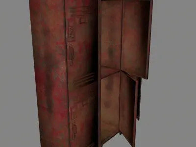 locker 1 rusty metal cabinet Low-poly 3D model