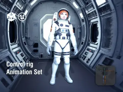 Astronaut with Light Chestnut Hair Low-poly 3D model