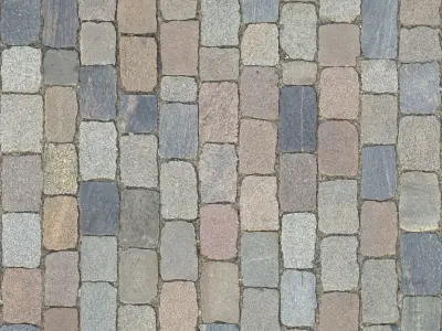 Pavement cobblestone street with bricks Texture