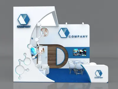 Booth Exhibition Stand Stall 8x5m Height 400 cm 2 Side Open 3D model