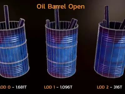 Oil barrel open Game Ready Low-poly 3D model