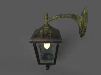 Old Rusted Outdoor Wall Lamp Low-poly 3D model purchase