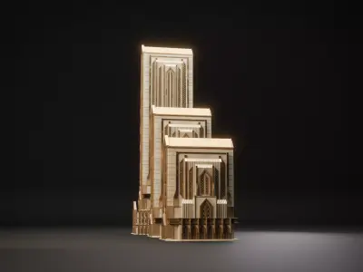 FANTASY ART DECO ARCHITECTURE CLASSIC 02 Low-poly 3D model