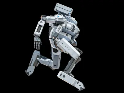  Rigged Sci-Fi Combat Mech Exoskeleton Suit - Winter Skin PBR 