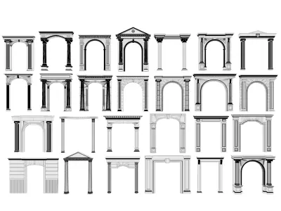 Arched facade columns doorway pilaster 2 3D model
