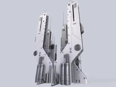 Futuristic building Low-poly 3D model order