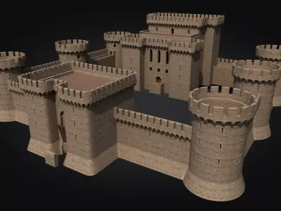 Medieval Castle 3D Modular kit Low-poly 3D model