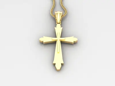 Light Gold 18K Cross Pendant 2CP033 3D print model