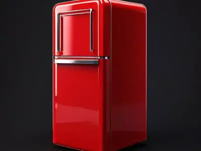 Retro Red Refrigerator 3D Model 3D model