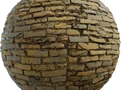 Muddy Brick Pavers With Moss PBR Texture  Texture