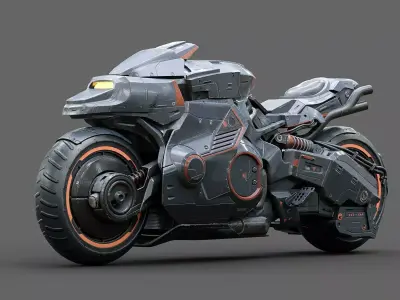 SciFi Motorcycle Low-poly 3D model