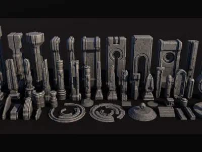 ANCIENT TEMPLE - Kitbash Set 3D model