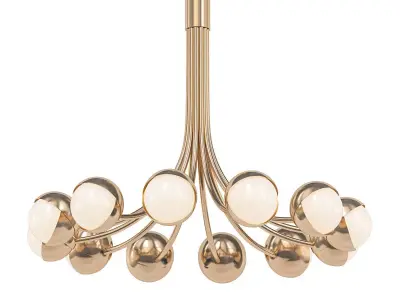 Benedict modern brass chandelier with glass balls 3D model