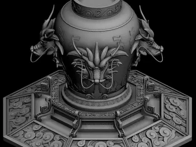 Game Architecture - Bronze - Dragon - wine altar 3D model