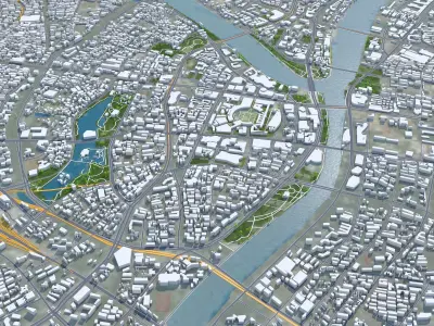 Ningbo Zhejiang China 150km AI Low-poly 3D model