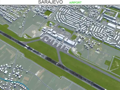 Sarajevo Airport 10km Low-poly 3D model