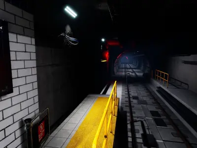 Modular SubwayStation Model Set Low-poly 3D model