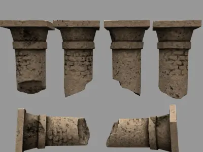 pillar set 1 columns Low-poly 3D model