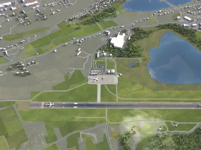 Mariehamn - Airport - MHQ Low-poly 3D model