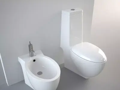 Generic Bidet and Toilet 3D model