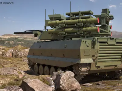  Uran-9 UGV with Heavy Armament and Dusty Hull Green Used 