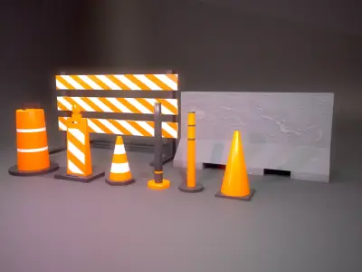 Low poly city props Free low-poly 3D model