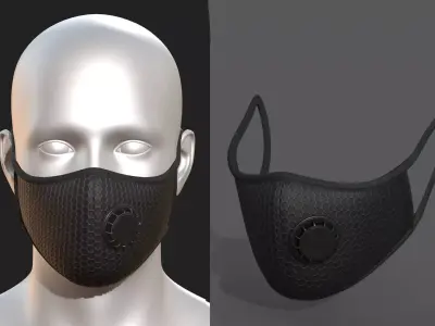 Gas mask protection futuristic fabric  Low-poly 3D model