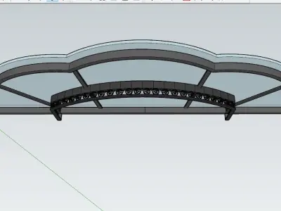 Iron Glass Roof Art Mounted Villa Facade 3D model 3D model