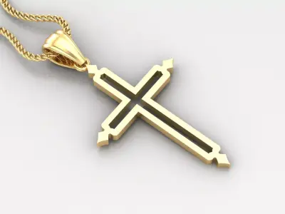 High Cross Pendant Light Gold 18K 4CP040 3D print model