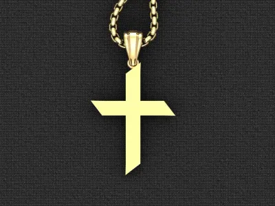High Cross Pendant Light Gold 18K 3CP083 3D model