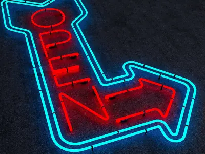 Open Neon Sign Low-poly 3D model