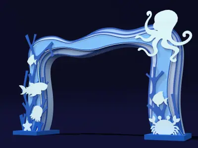 ocean  whale  exhibition  Door head  business 3D model