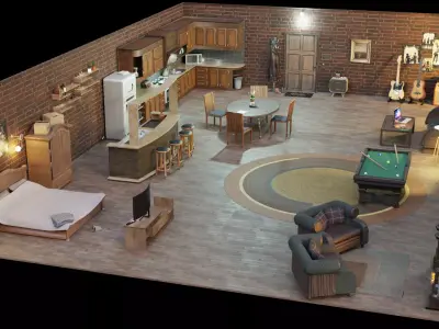 Modular apartment scene interior  3D model