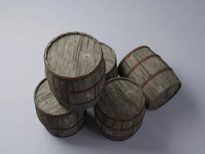 Wooden barrel Low-poly 3D model 3D model