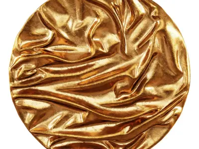 Decorative plaster round panel gold paint 3D model