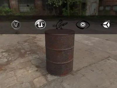 Rusty Barrel Style 1 Low-poly 3D model