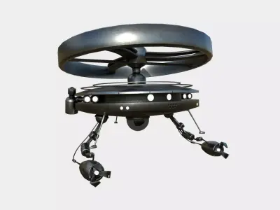 Flying Robot I10 Dark Steel - SciFi Character Design Low-poly 3D model