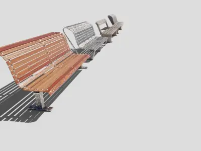 street chairs with 4k pbr textures model Low-poly 3D model